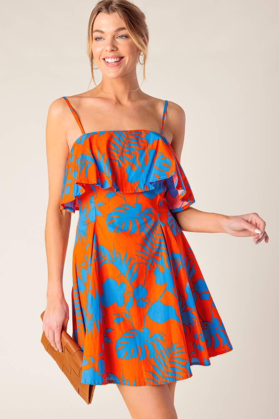 Stopping Time Orange Woven Mini Dress, view 5 — Soul Flow Apparel