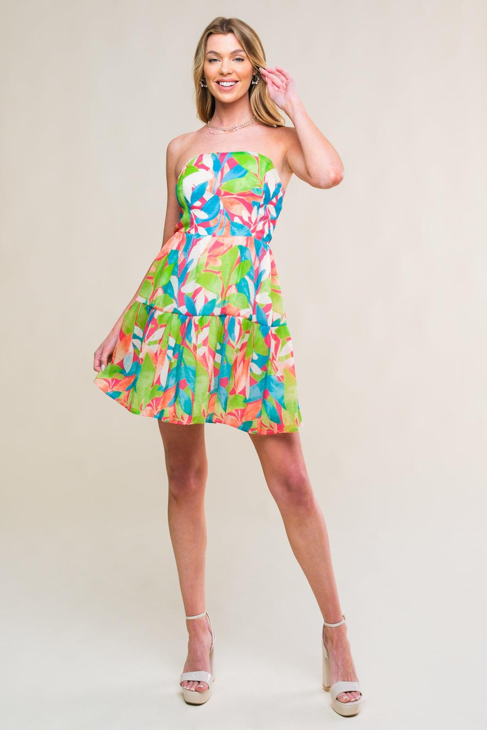 Pristine Presence Woven Mini Dress in fuchsia, view 5 — Soul Flow Apparel