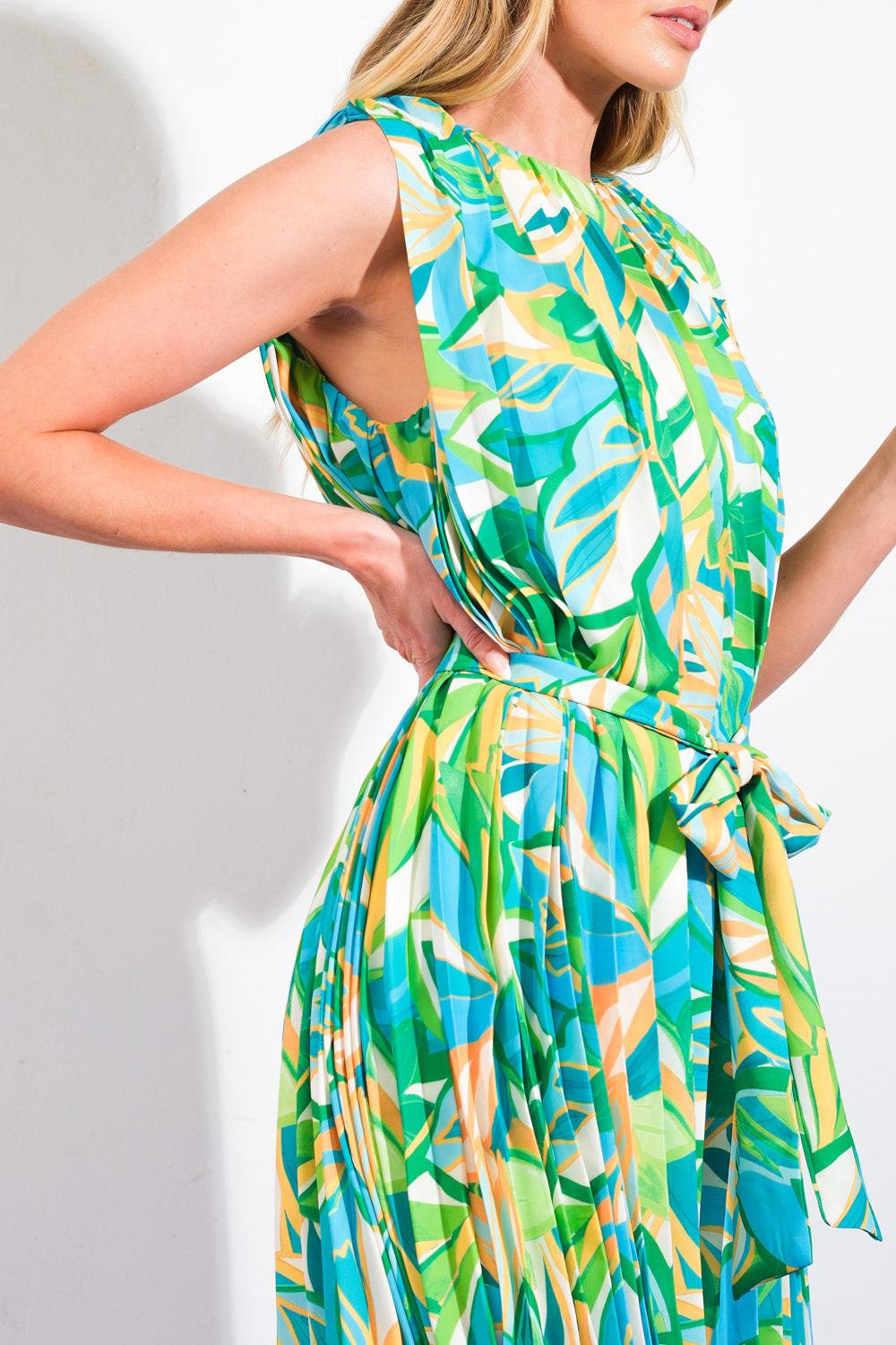 Floral Feelings Woven Mini Dress in ivory green, view 4 — Soul Flow Apparel