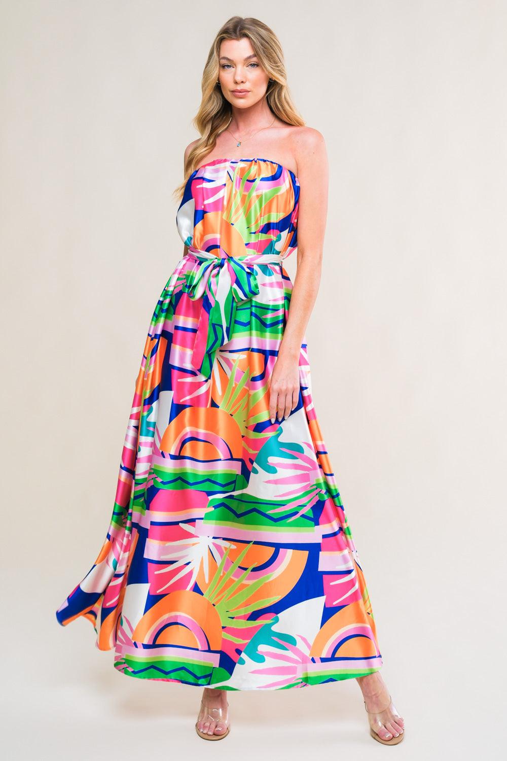Summery Inclination Woven Midi Dress in navy pink, view 1 — Soul Flow Apparel