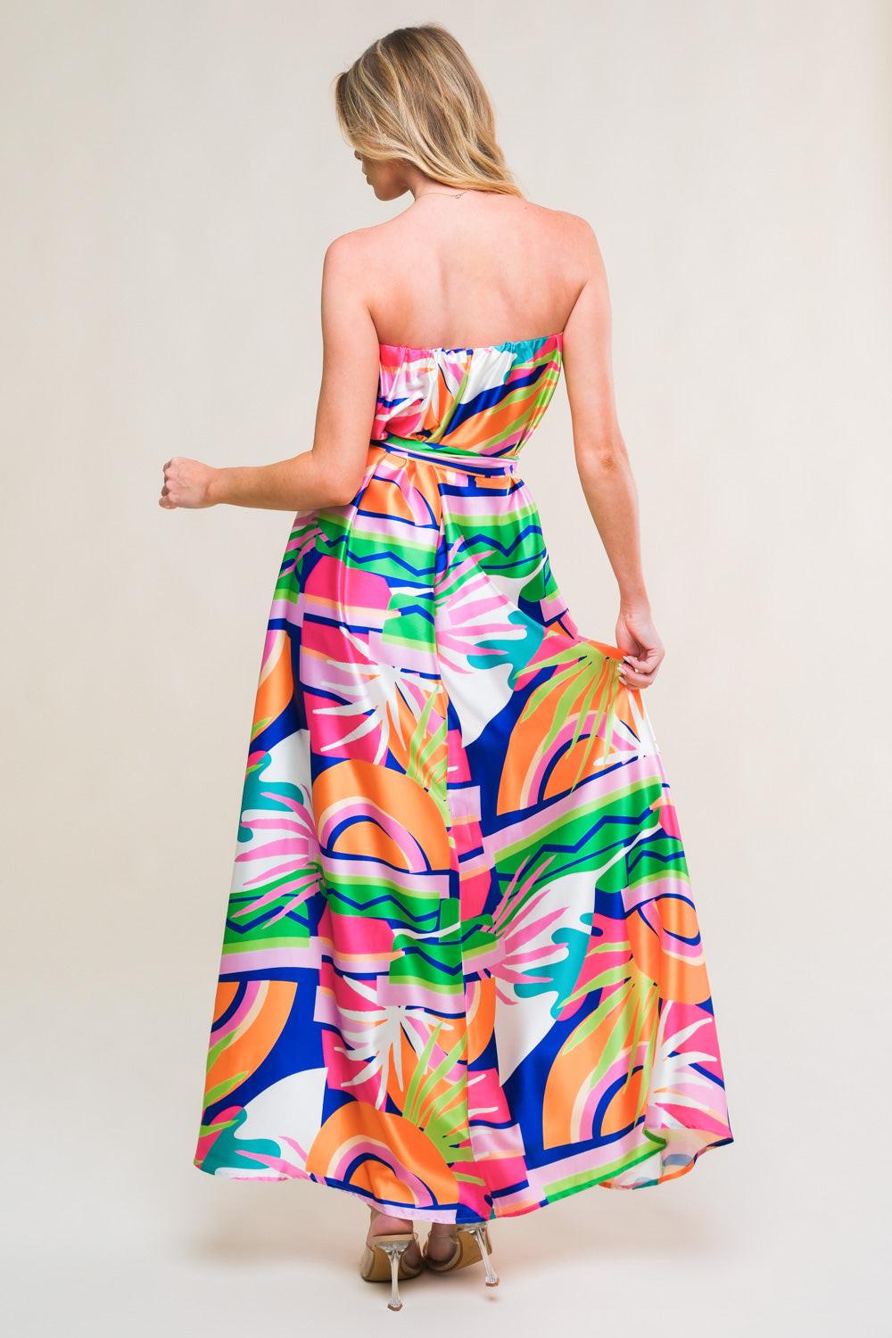 Summery Inclination Woven Midi Dress in navy pink, view 2 — Soul Flow Apparel