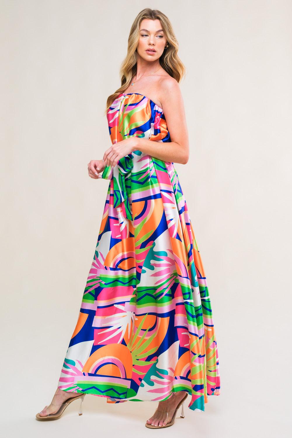 Summery Inclination Woven Midi Dress in navy pink, view 3 — Soul Flow Apparel