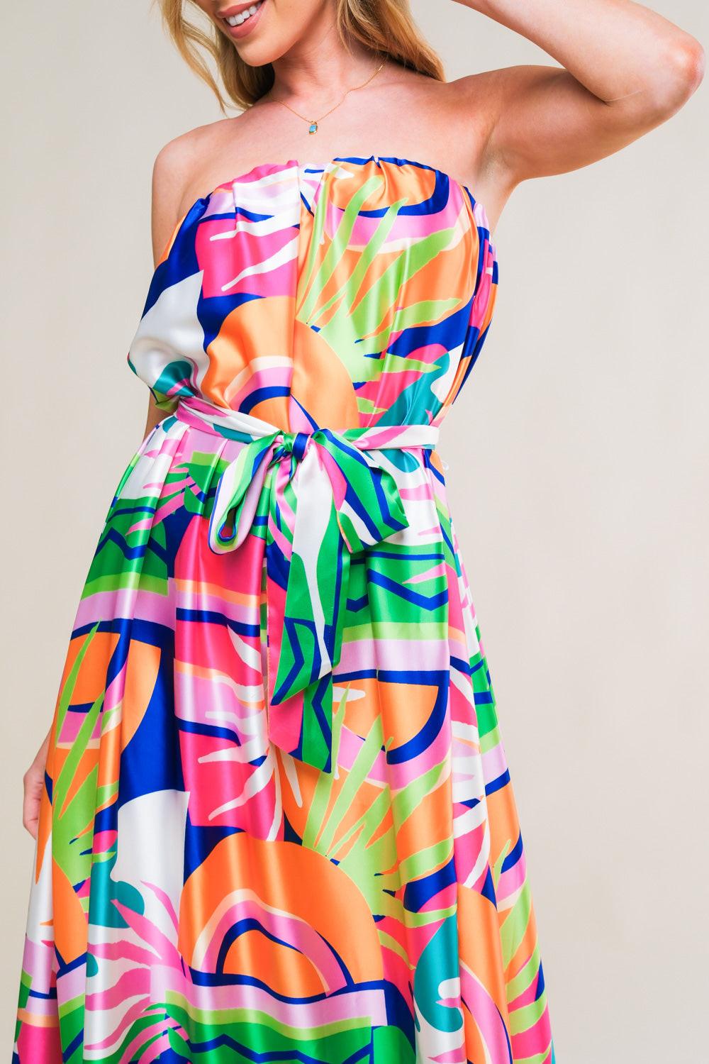 Summery Inclination Woven Midi Dress in navy pink, view 4 — Soul Flow Apparel