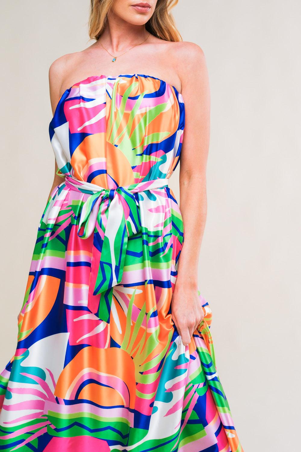 Summery Inclination Woven Midi Dress in navy pink, view 5 — Soul Flow Apparel