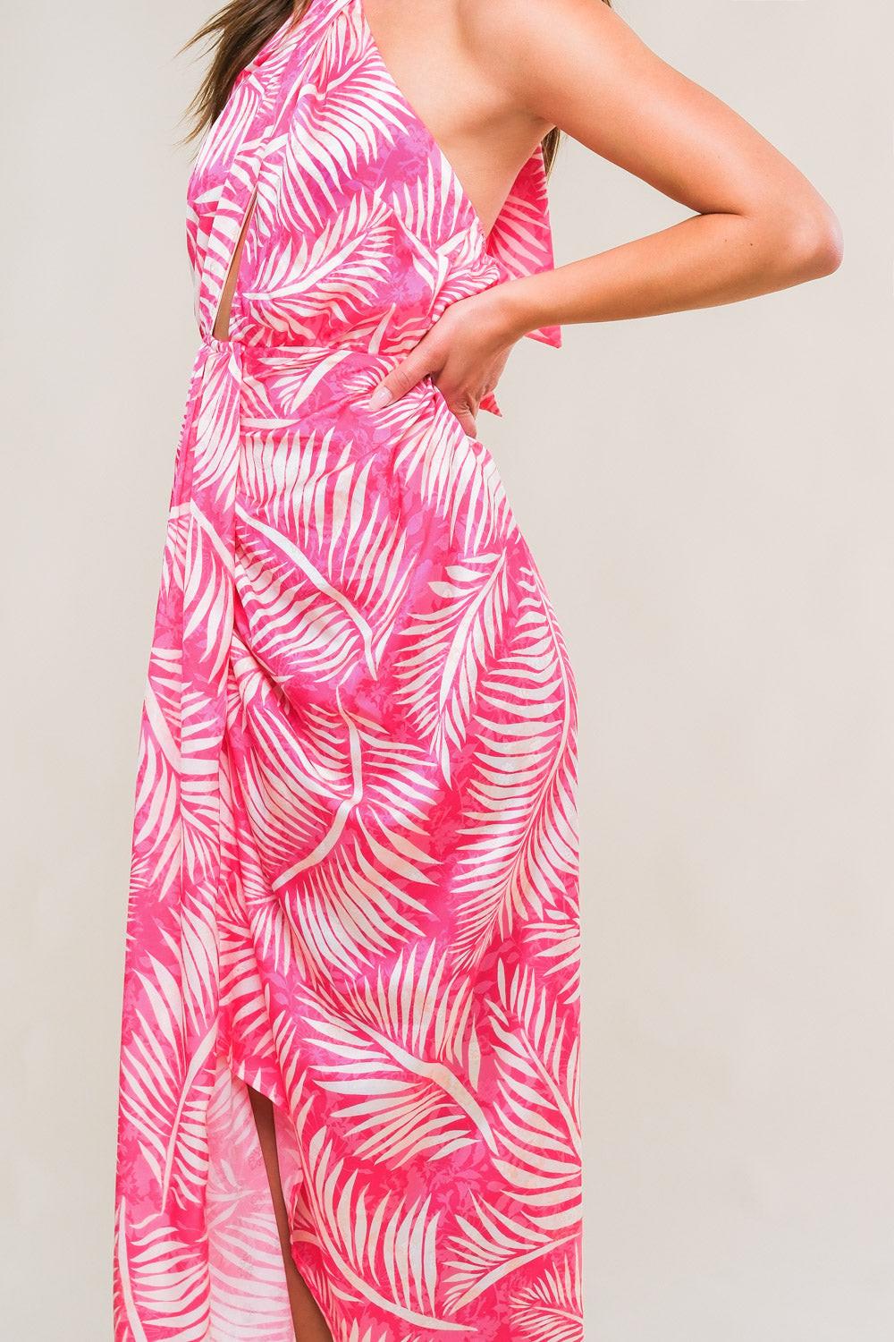 Breezy Walks Midi Dress in fuchsia ivory, view 3 — Soul Flow Apparel