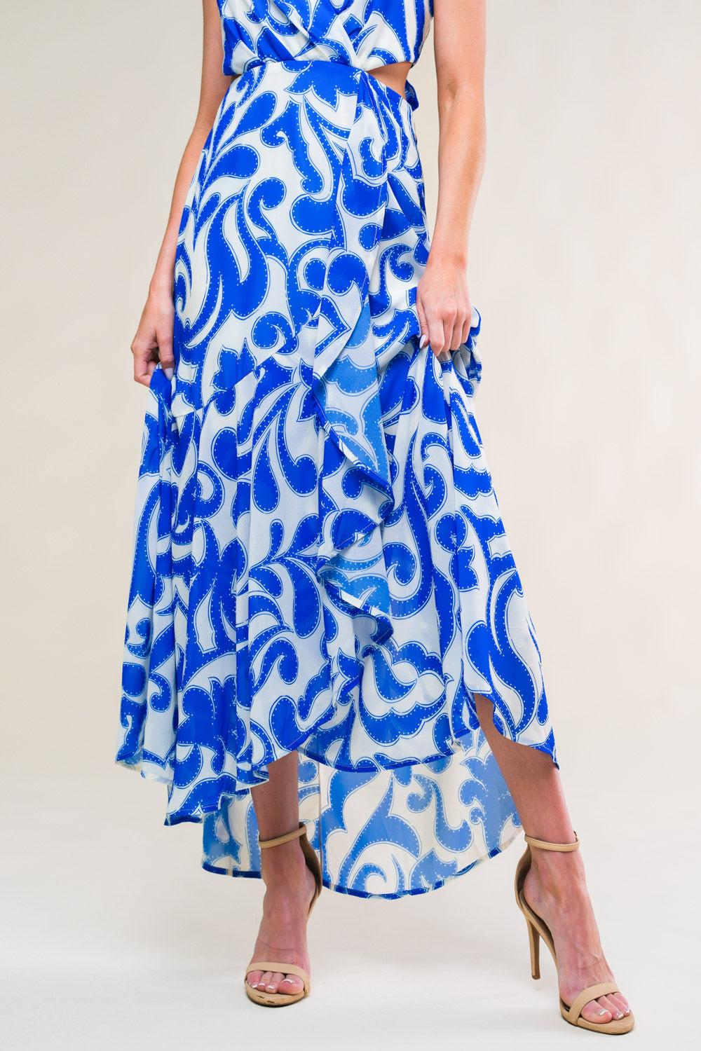 Getaway Icon Woven Midi Dress in ivory blue, view 5 — Soul Flow Apparel
