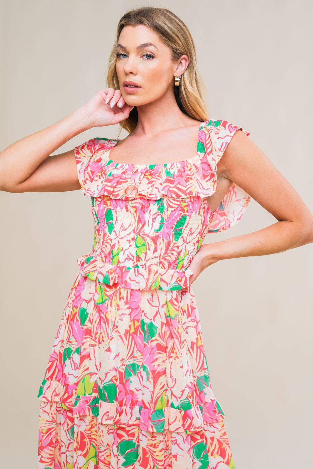 Relaxed Charm Woven Midi Dress in red, view 4 — Soul Flow Apparel
