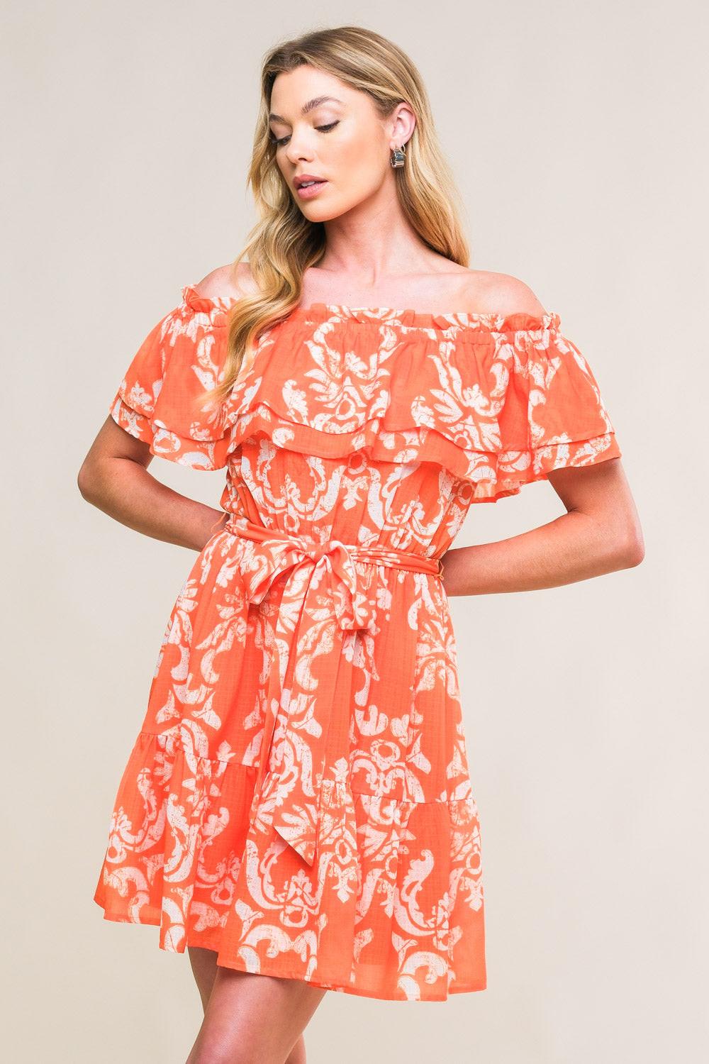 Captivating Always Woven Mini Dress in orange, view 1 — Soul Flow Apparel