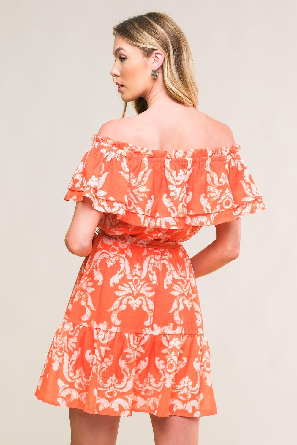 Captivating Always Woven Mini Dress in orange, view 2 — Soul Flow Apparel