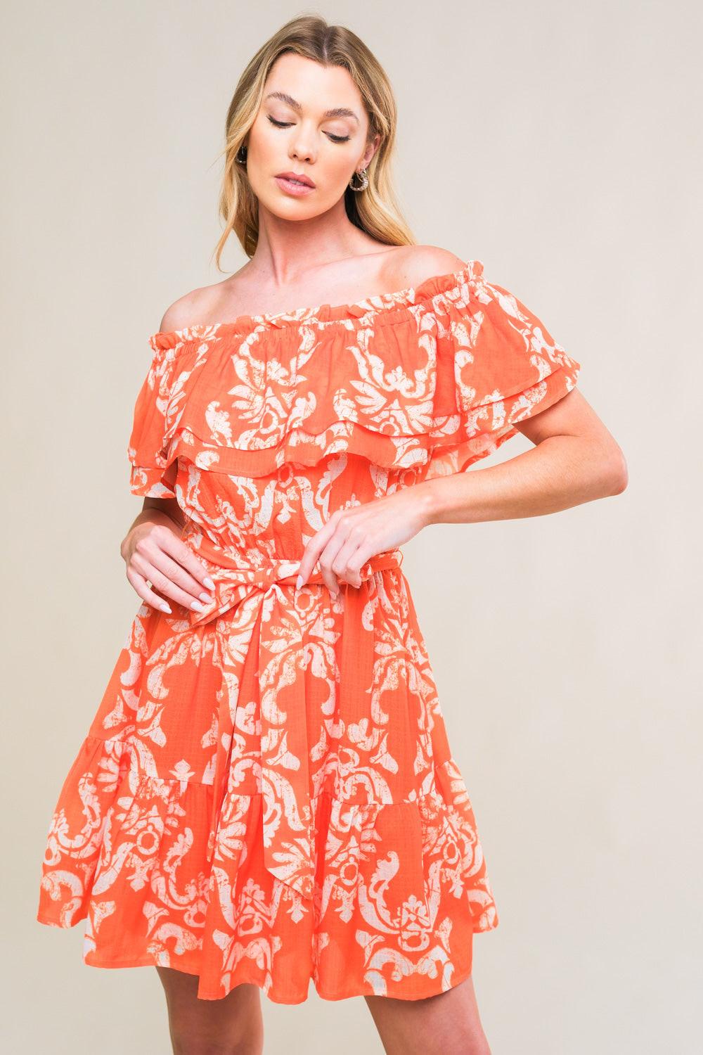 Captivating Always Woven Mini Dress in orange, view 4 — Soul Flow Apparel