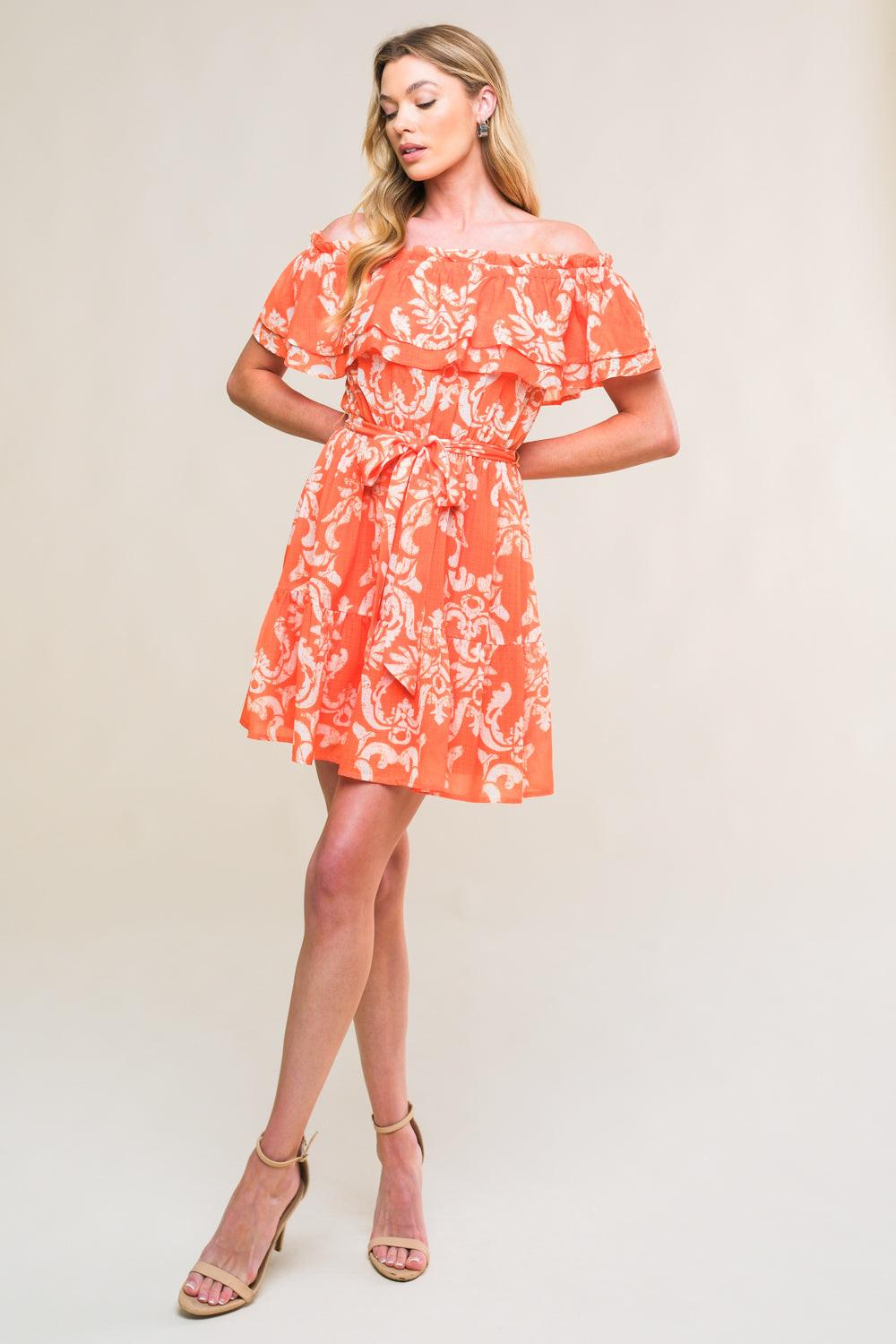 Captivating Always Woven Mini Dress in orange, view 5 — Soul Flow Apparel