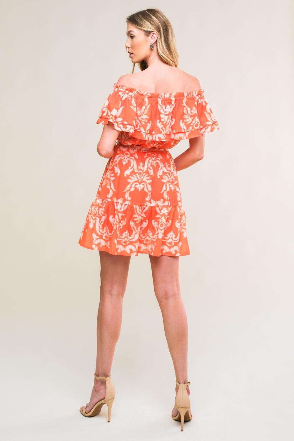 Captivating Always Woven Mini Dress in orange, view 6 — Soul Flow Apparel