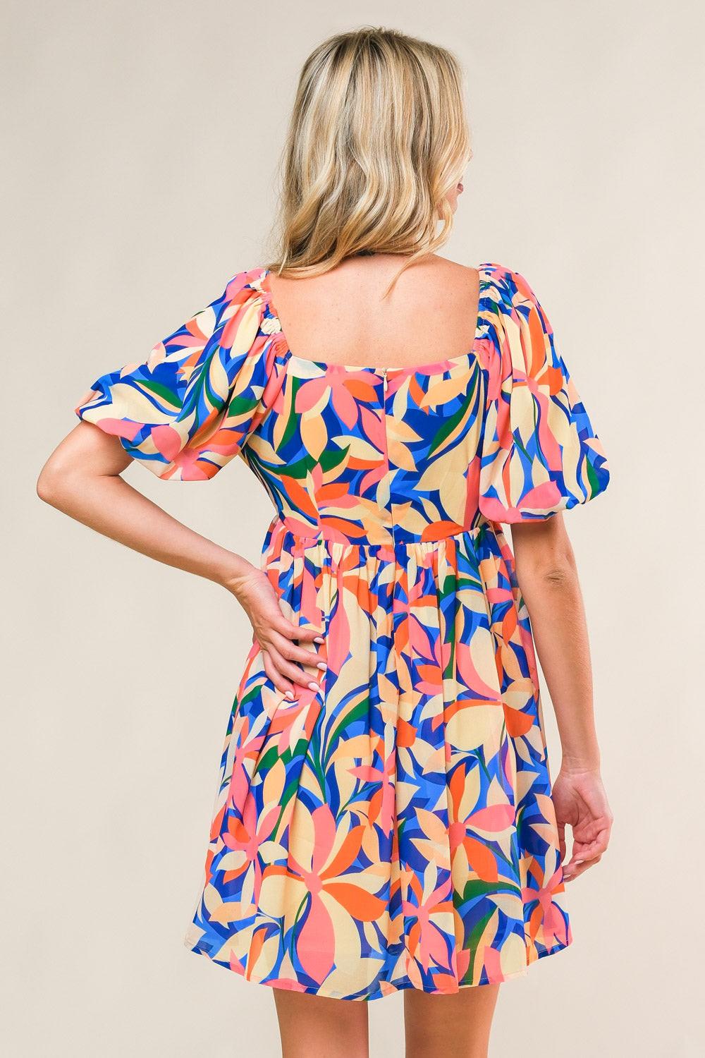 State of Bliss Woven Mini Dress in blue, view 2 — Soul Flow Apparel