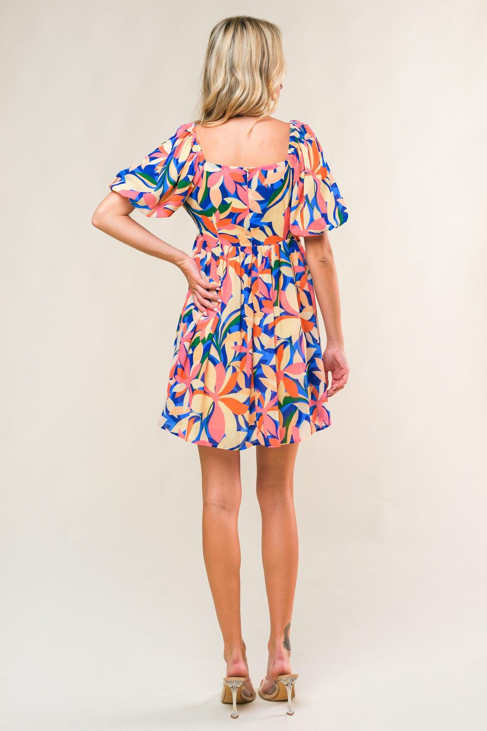 State of Bliss Woven Mini Dress in blue, view 6 — Soul Flow Apparel