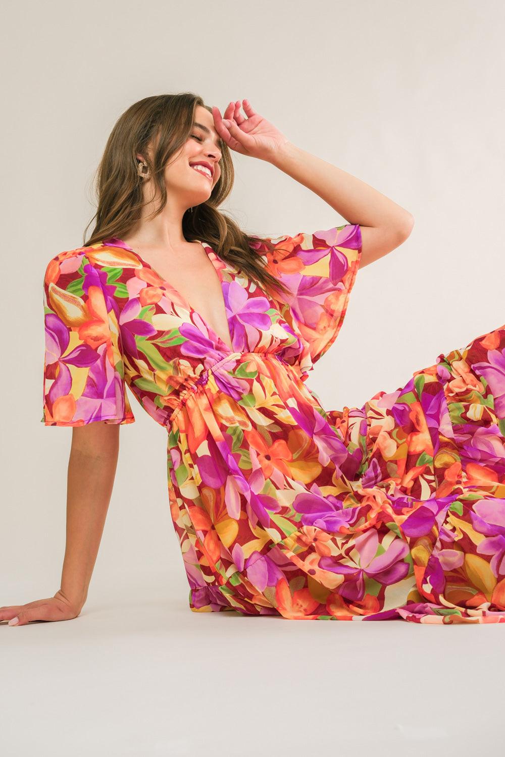 Start Looking Woven Midi Dress in berry, view 6 — Soul Flow Apparel