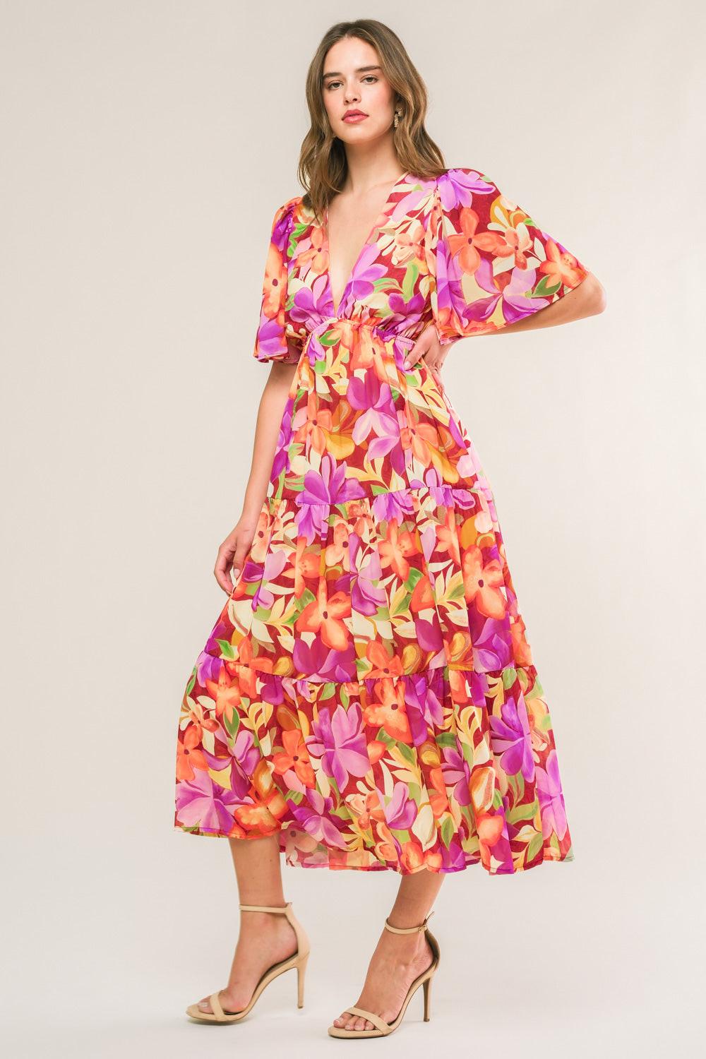 Start Looking Woven Midi Dress in berry, view 7 — Soul Flow Apparel