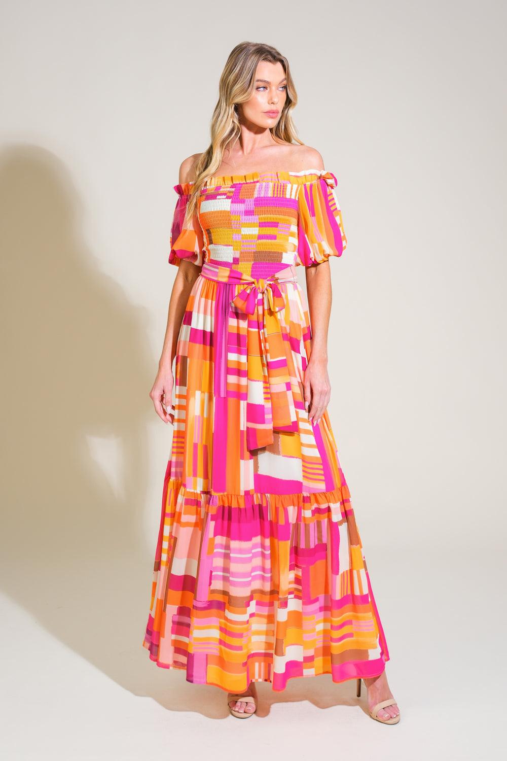 Sunshine Squeeze Woven Maxi Dress in rust berry, view 1 — Soul Flow Apparel