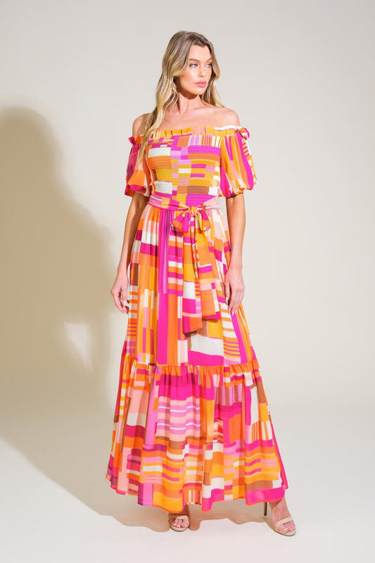 Sunshine Squeeze Woven Maxi Dress in rust berry, view 1 — Soul Flow Apparel