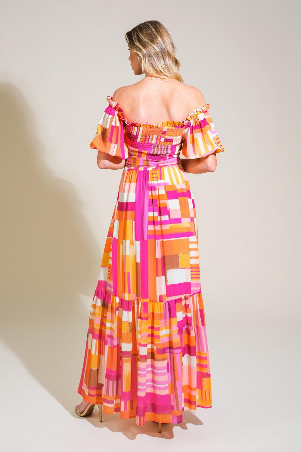 Sunshine Squeeze Woven Maxi Dress in rust berry, view 2 — Soul Flow Apparel