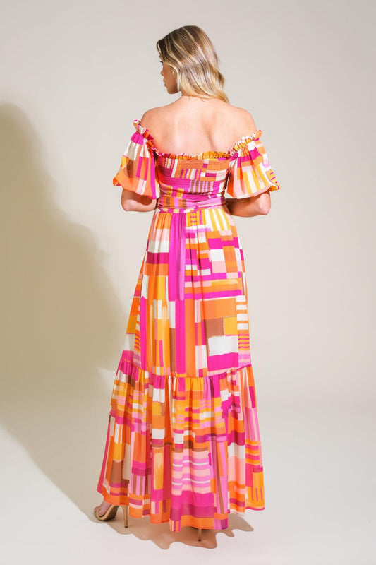 Sunshine Squeeze Woven Maxi Dress in rust berry, view 2 — Soul Flow Apparel