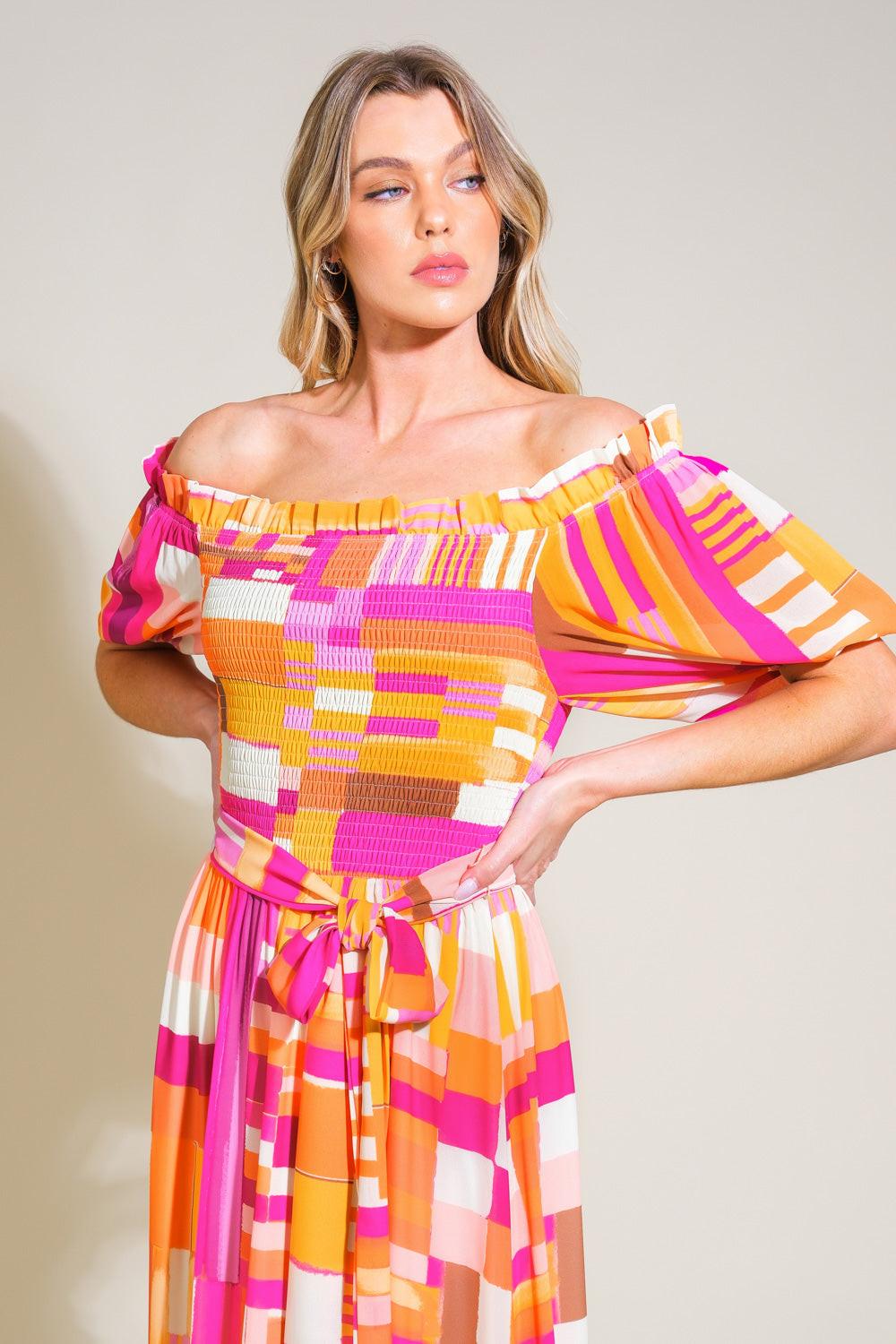 Sunshine Squeeze Woven Maxi Dress in rust berry, view 4 — Soul Flow Apparel