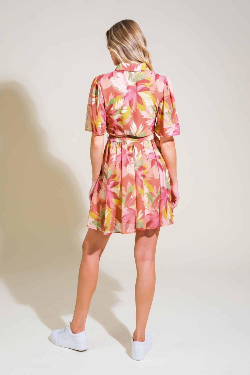 Whimsical Waves Woven Mini Dress in burgundy, view 6 — Soul Flow Apparel