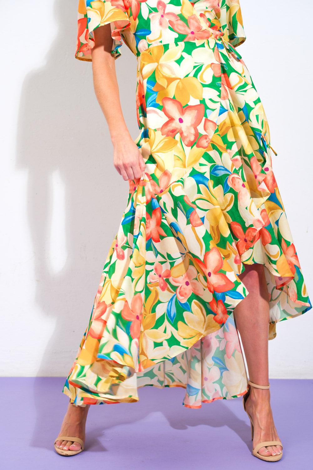 Elaborate Charm Woven Hi-Lo Dress in green, view 5 — Soul Flow Apparel
