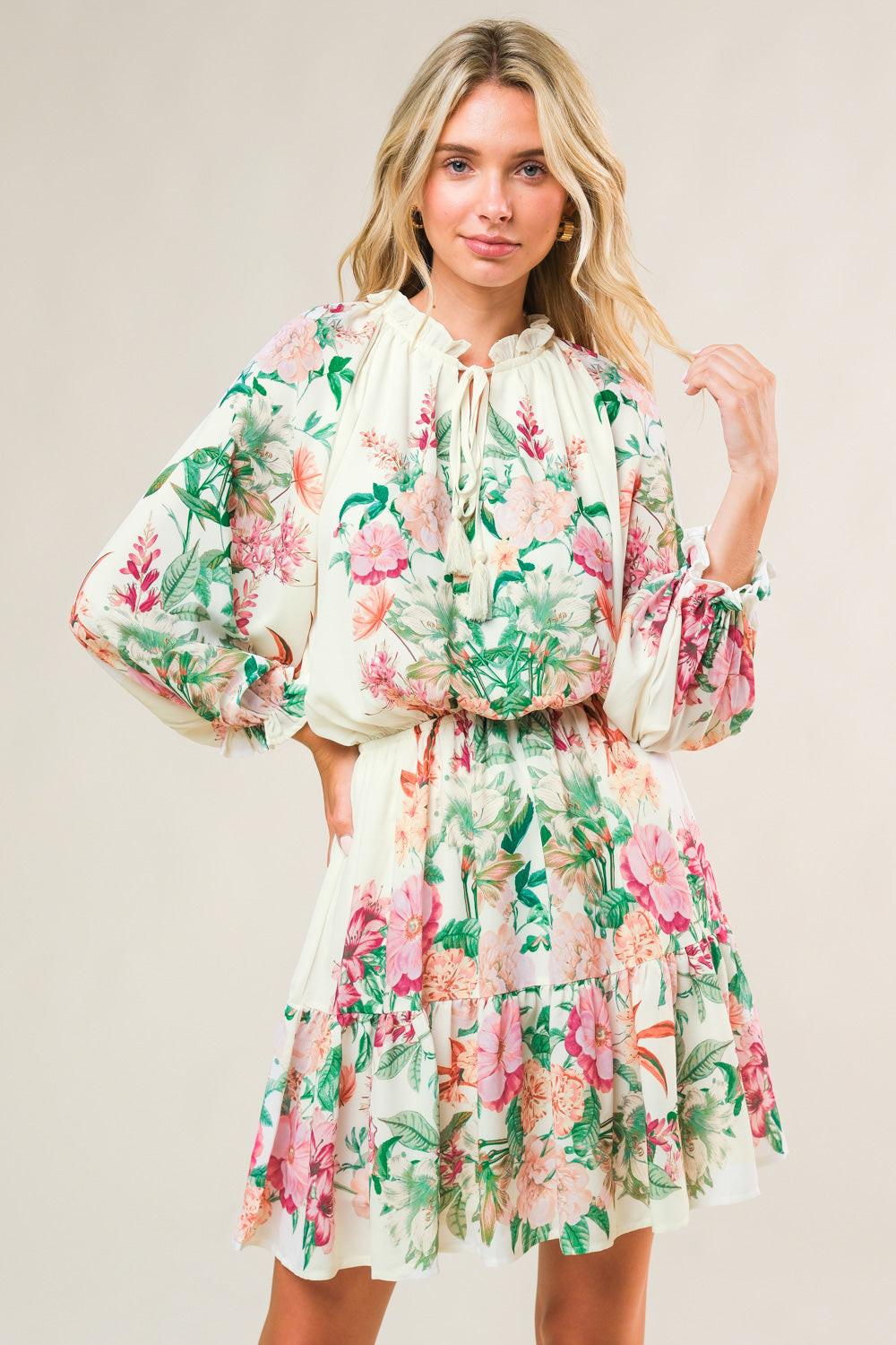 Happiest Here Woven Mini Dress in ivory, view 1 — Soul Flow Apparel