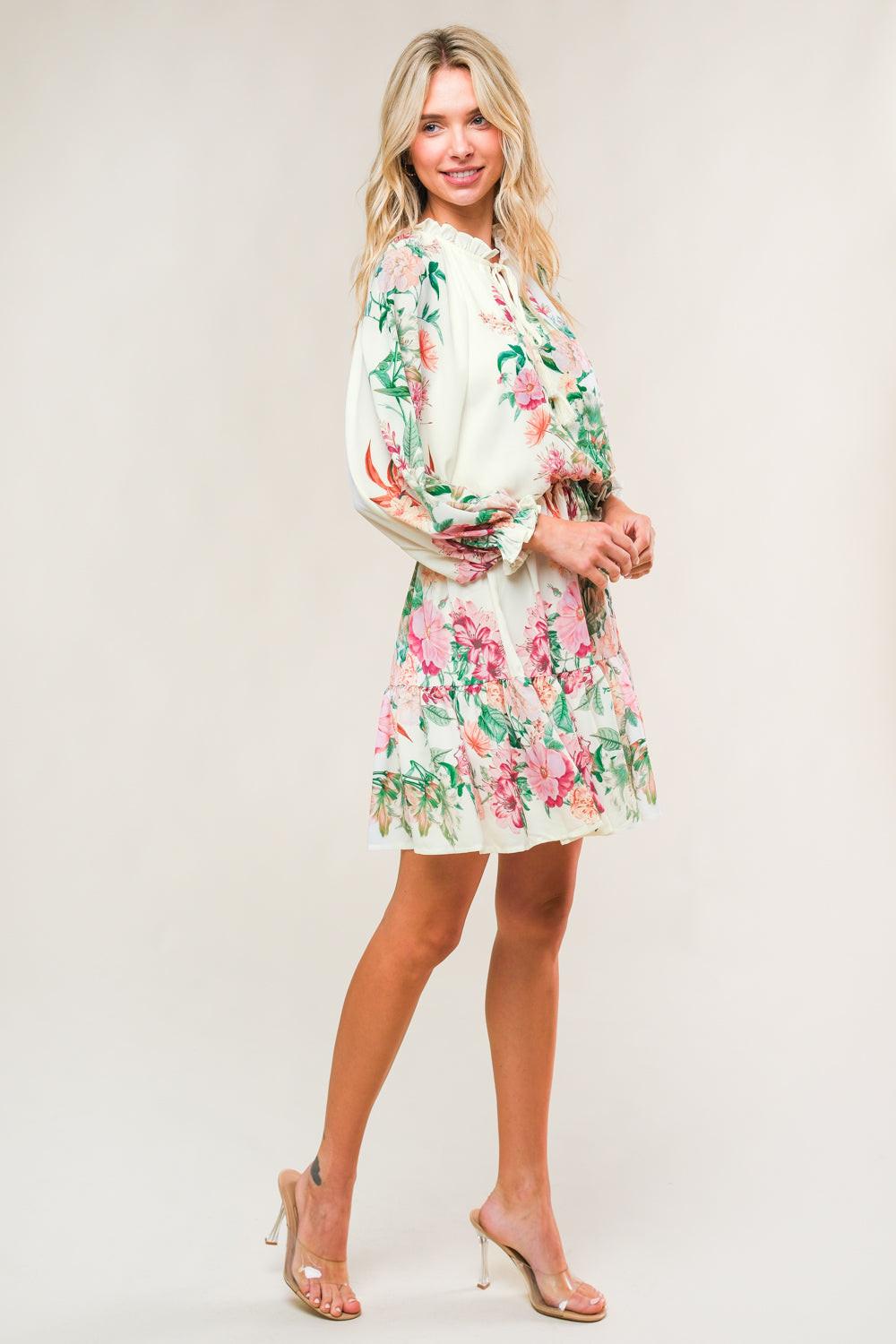Happiest Here Woven Mini Dress in ivory, view 3 — Soul Flow Apparel