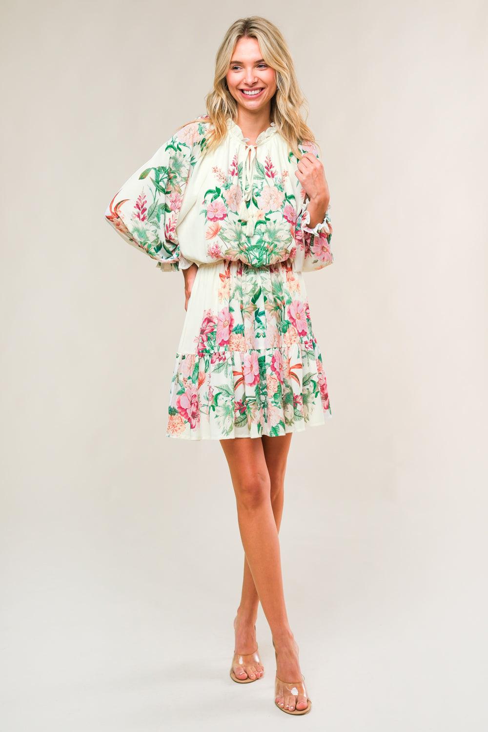 Happiest Here Woven Mini Dress in ivory, view 5 — Soul Flow Apparel