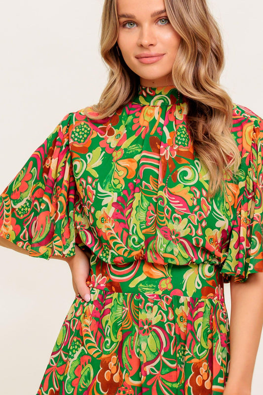 Clean Aesthetic Woven Mini Dress in green, view 3 — Soul Flow Apparel