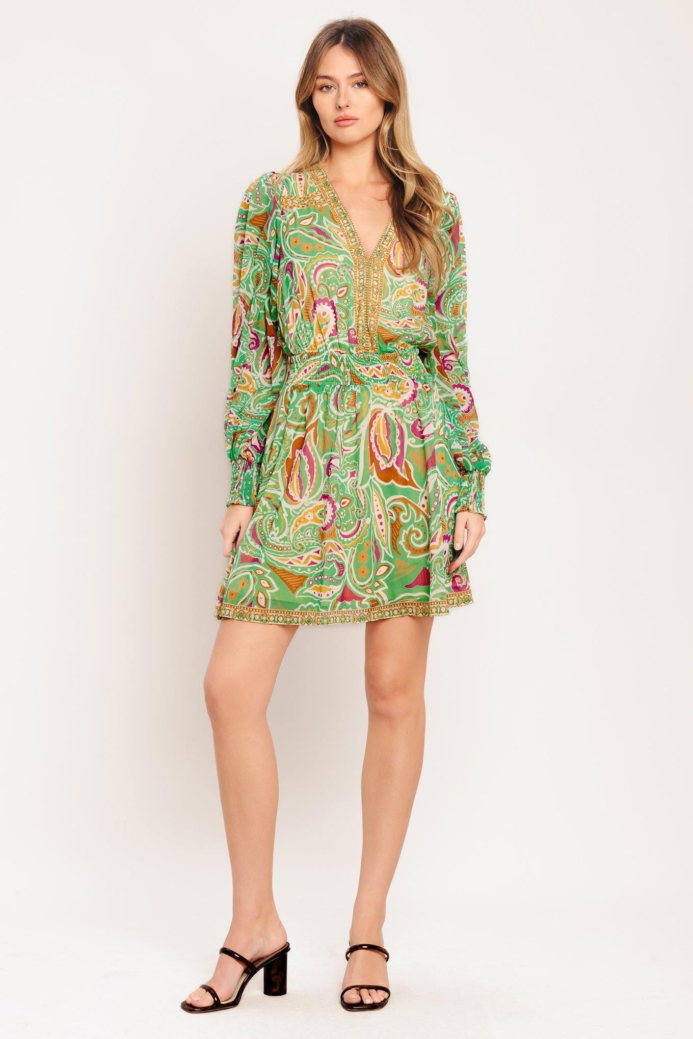 Time Spent Together Woven Mini Dress in sage, view 3 — Soul Flow Apparel