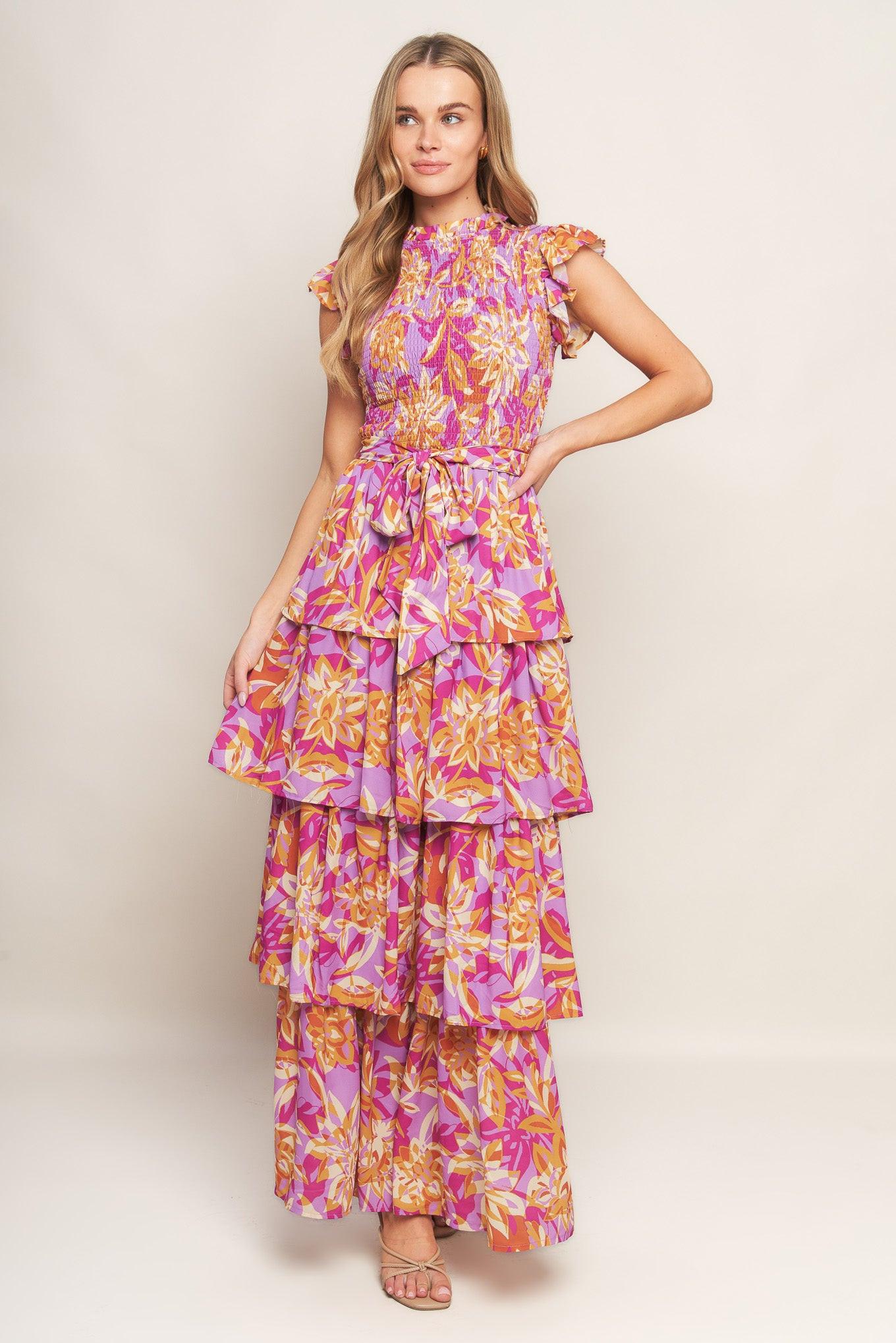 Getting Started Woven Midi Dress in lavender, view 1 — Soul Flow Apparel