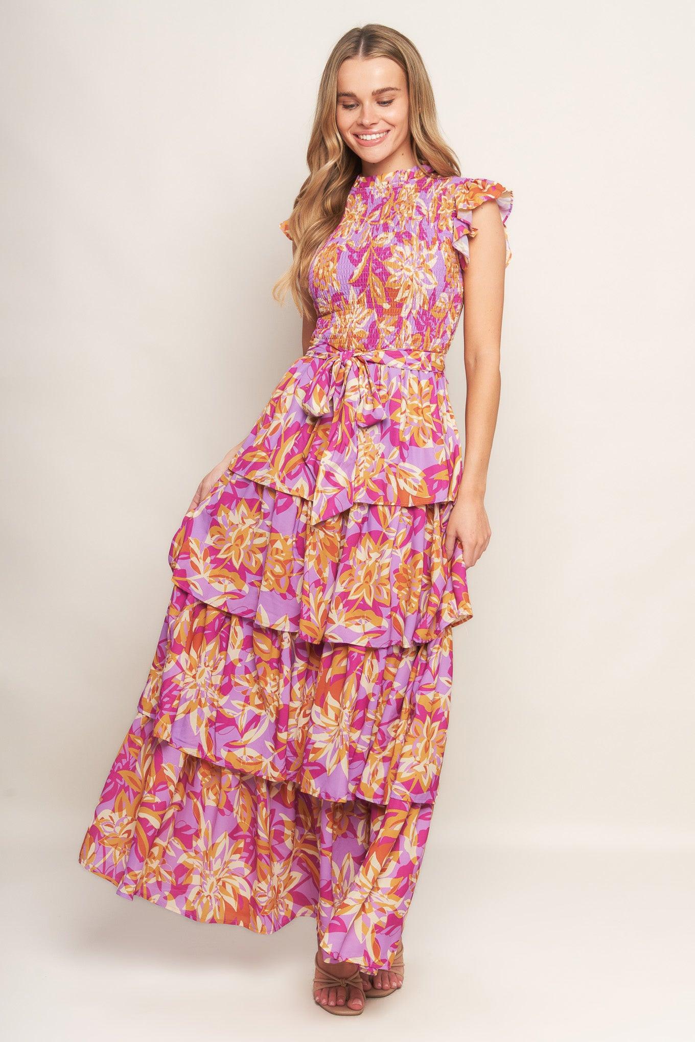 Getting Started Woven Midi Dress in lavender, view 2 — Soul Flow Apparel