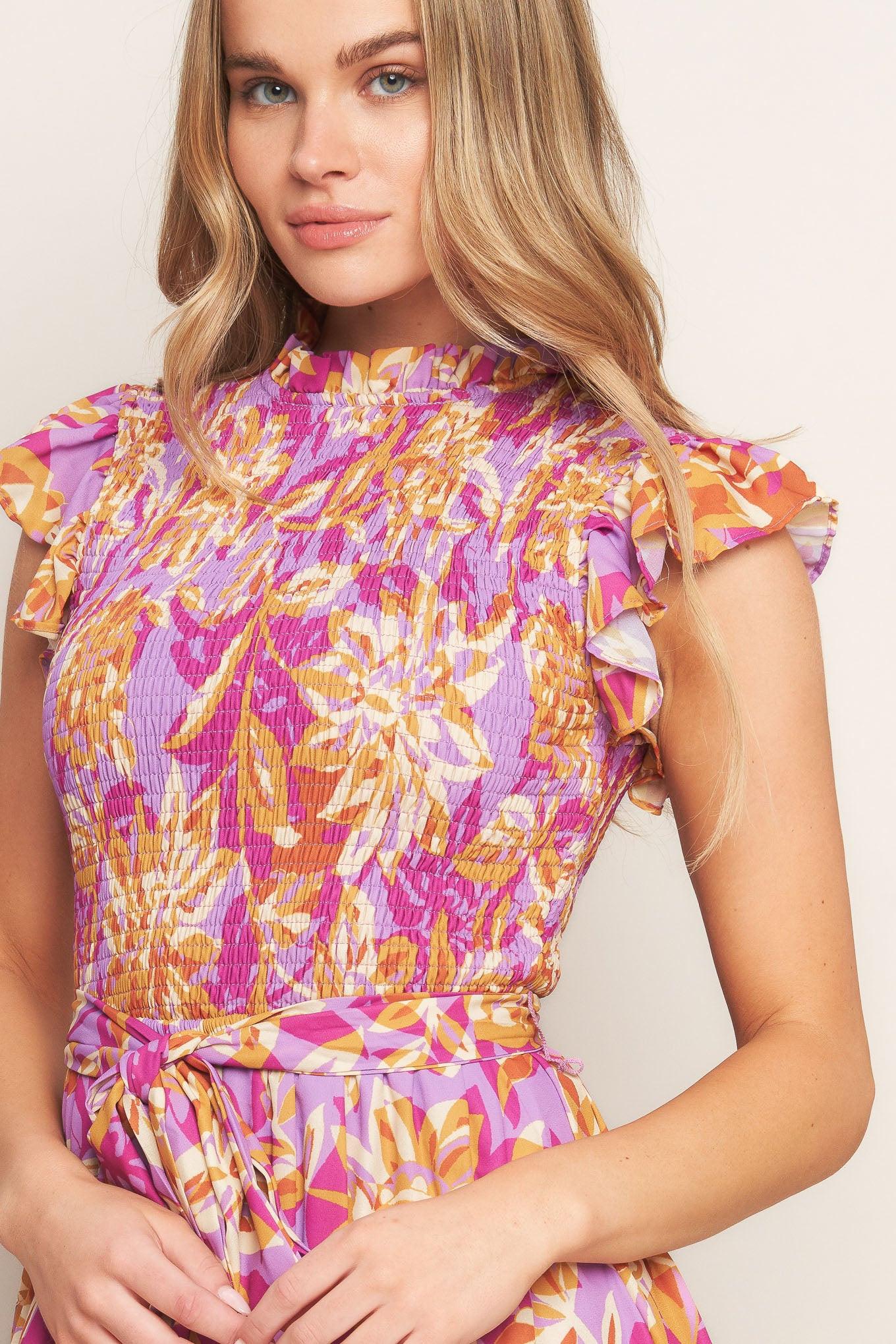 Getting Started Woven Midi Dress in lavender, view 5 — Soul Flow Apparel