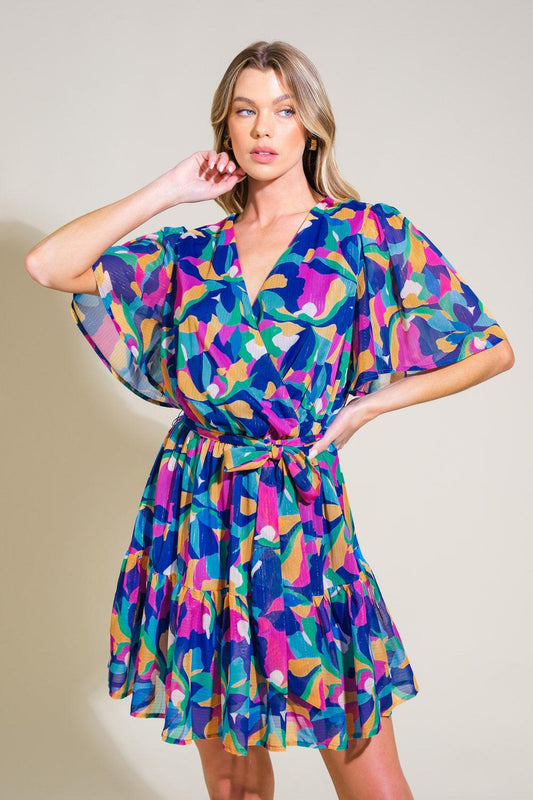 Think of Me Woven Mini Dress in navy purple, view 1 — Soul Flow Apparel