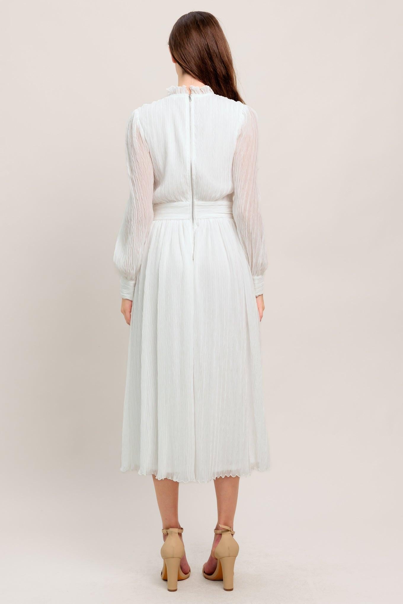 Forever Waiting Woven Midi Dress in white, view 6 — Soul Flow Apparel