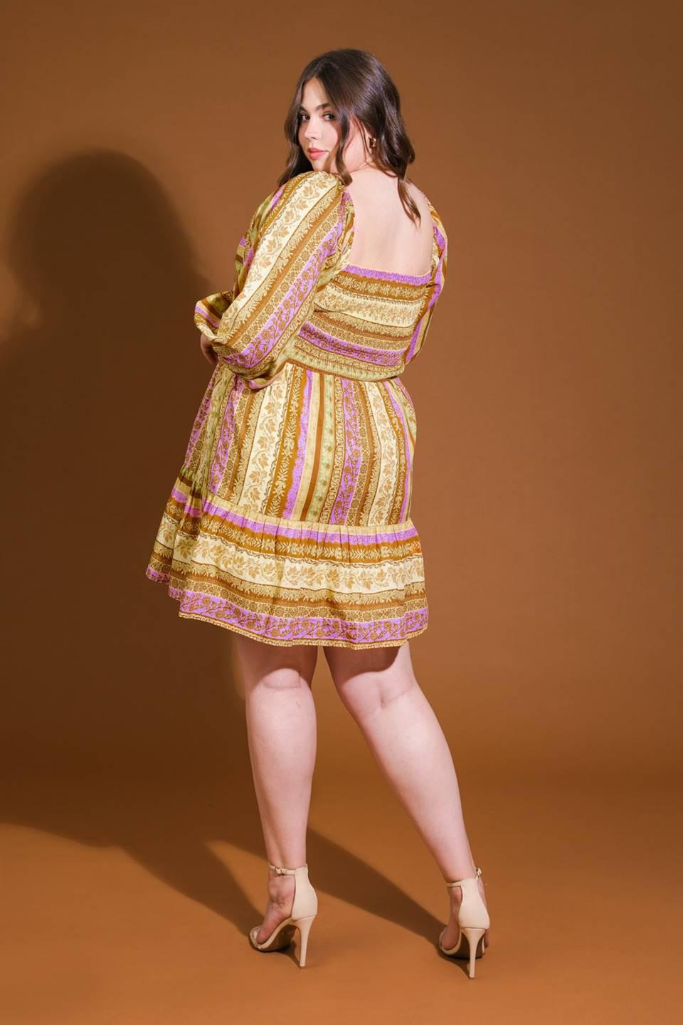 All My Pride Woven Mini Dress in brown lavender, view 2 — Soul Flow Apparel