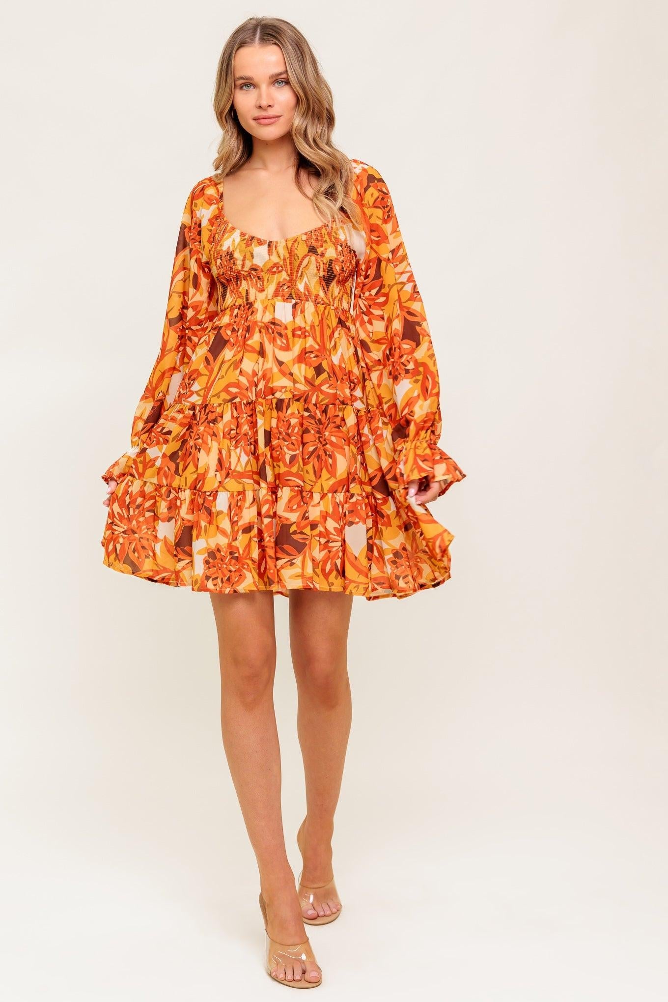 Stylish Certainty Woven Mini Dress in rust, view 1 — Soul Flow Apparel