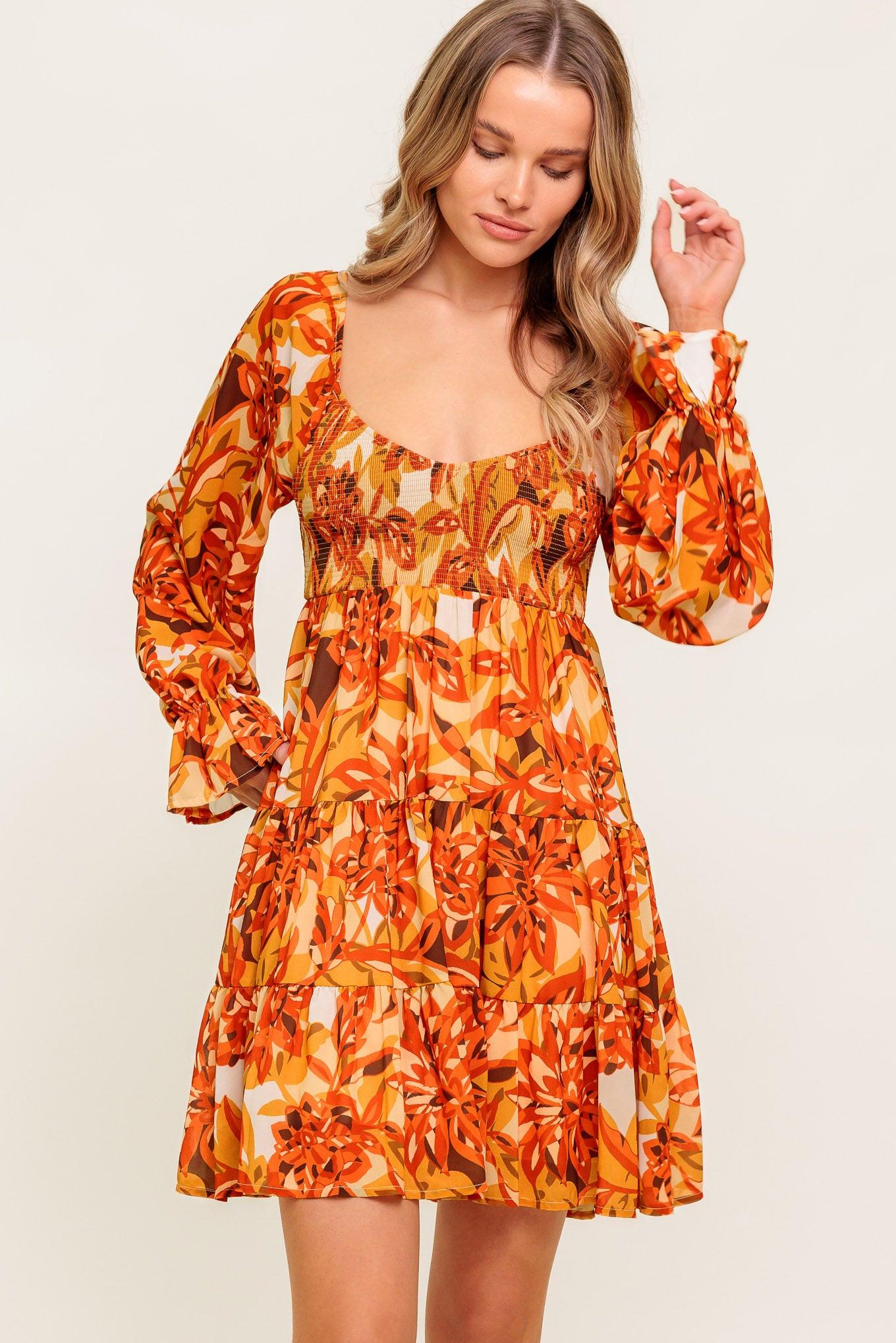Stylish Certainty Woven Mini Dress in rust, view 2 — Soul Flow Apparel