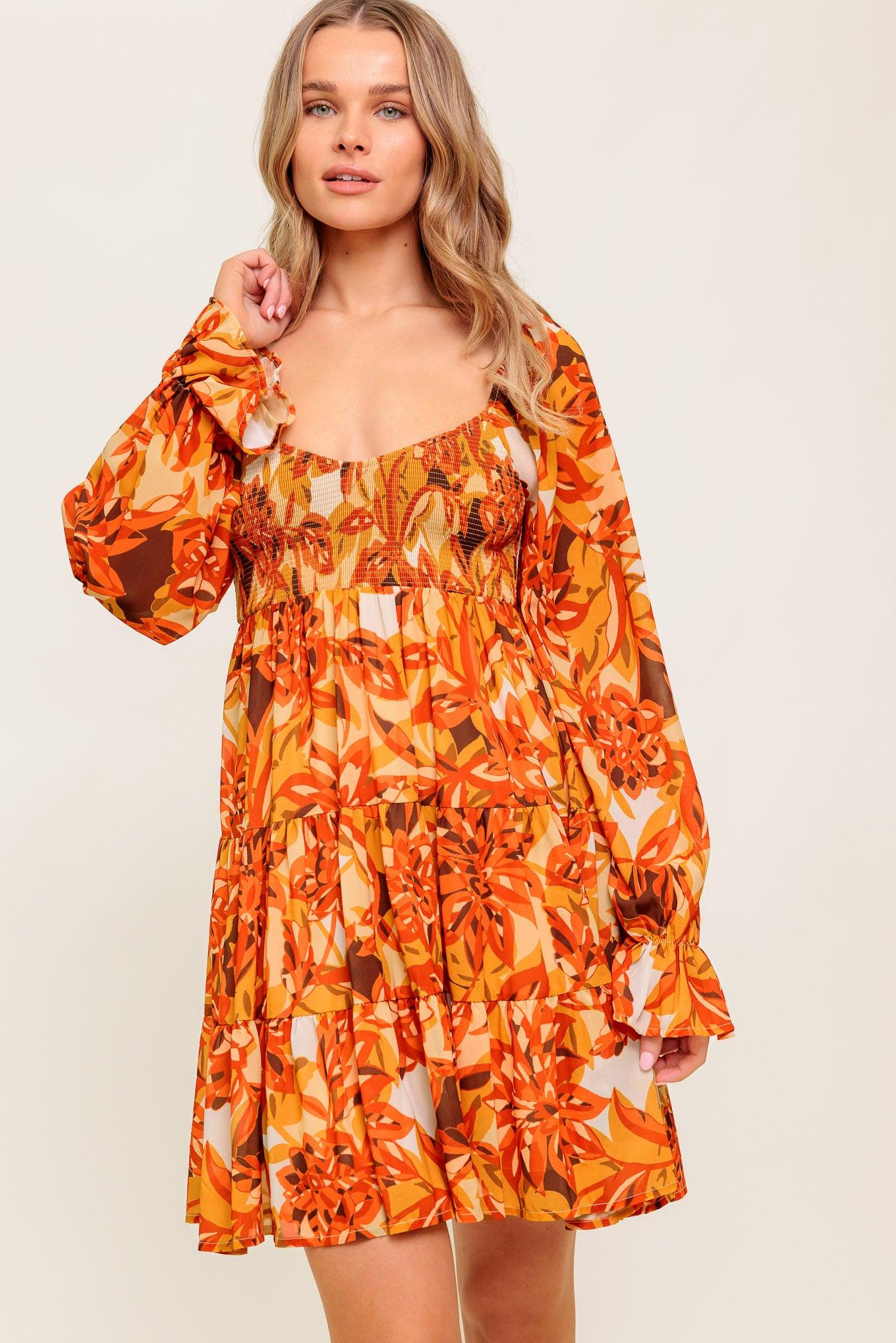 Stylish Certainty Woven Mini Dress in rust, view 3 — Soul Flow Apparel