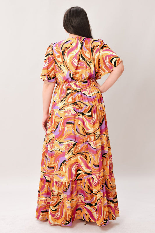 Refreshing Vibe Woven Maxi Dress in mustard magenta, view 6 — Soul Flow Apparel