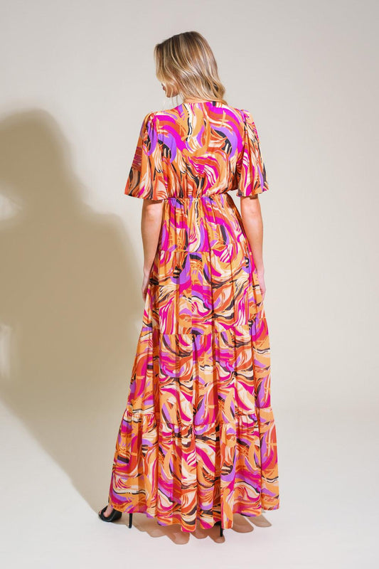 Refreshing Vibe Woven Maxi Dress in mustard magenta, view 2 — Soul Flow Apparel