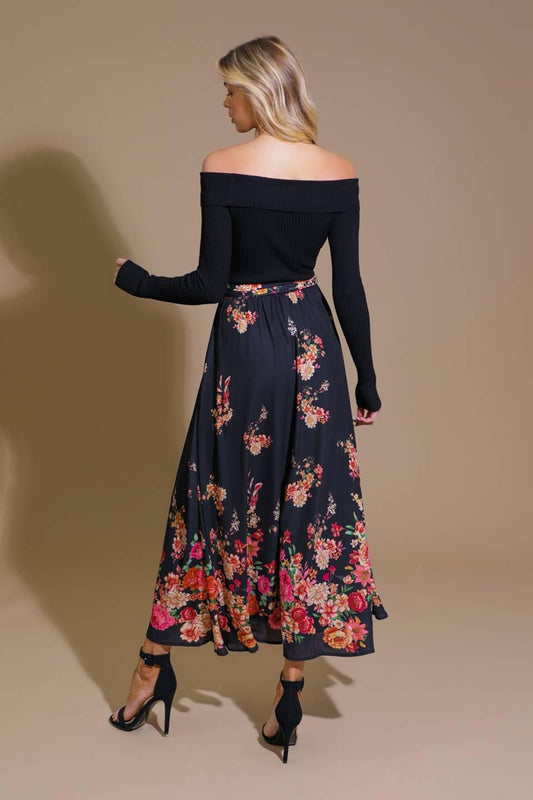 Morning Song Sweater Woven Midi Dress in black, view 2 — Soul Flow Apparel