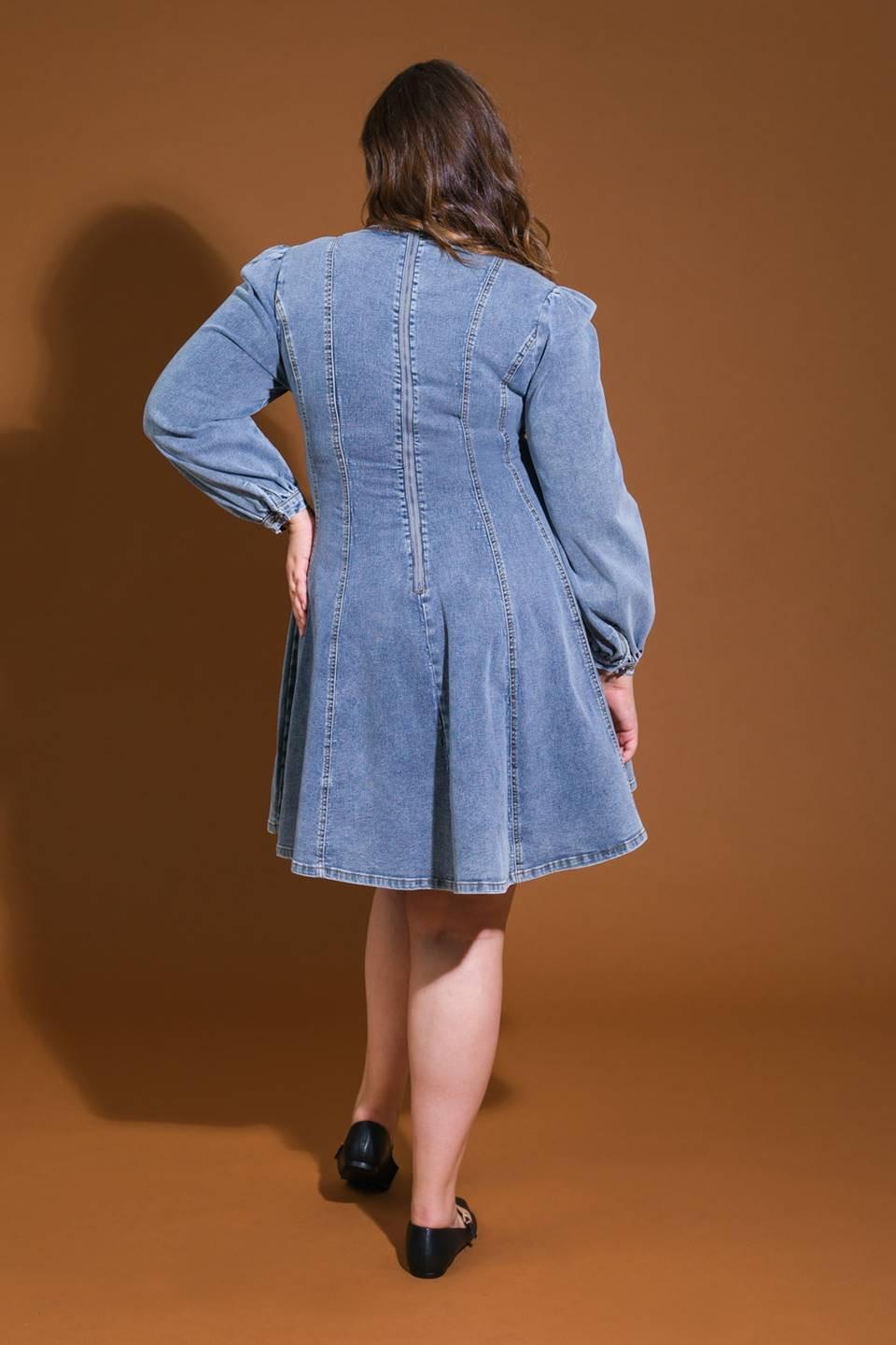 Your Sweetie Denim Mini Dress in blue acid, view 2 — Soul Flow Apparel