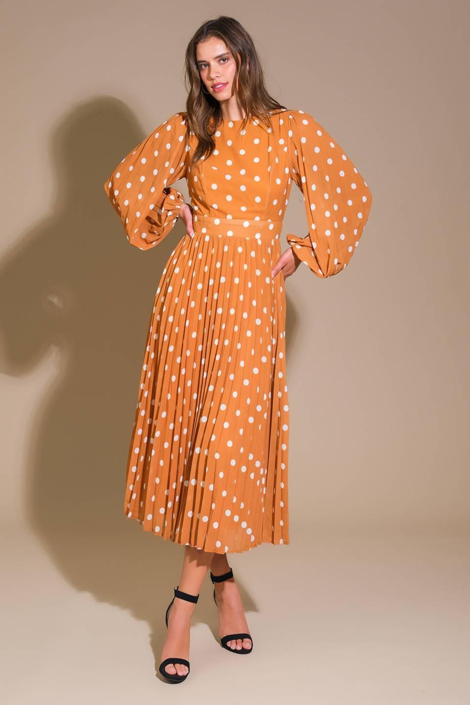 Moment Maker Woven Midi Dress in brown ivory, view 1 — Soul Flow Apparel