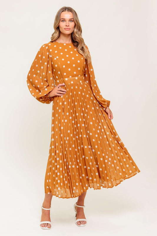 Moment Maker Woven Midi Dress in brown ivory, view 1 — Soul Flow Apparel