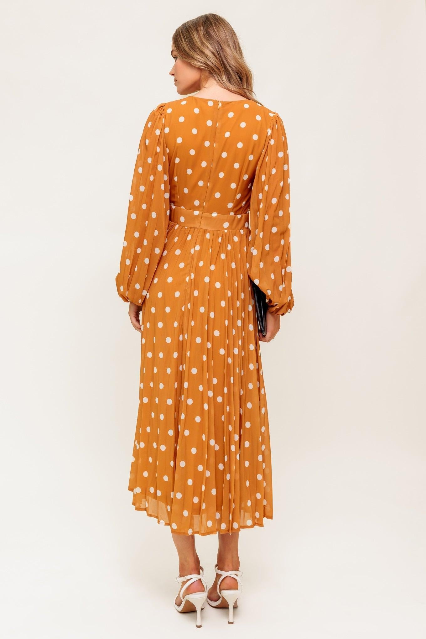 Moment Maker Woven Midi Dress in brown ivory, view 7 — Soul Flow Apparel