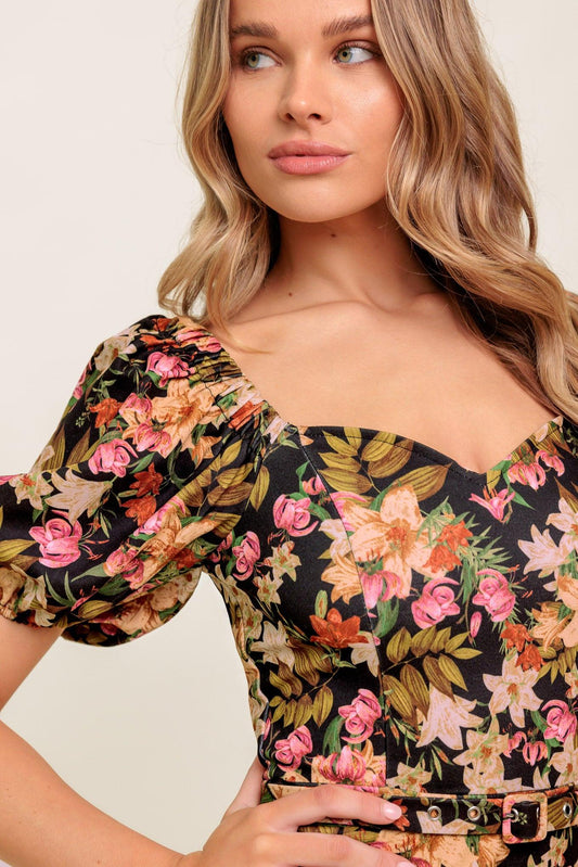 Sweet At Heart Woven Midi Dress in black, view 5 — Soul Flow Apparel