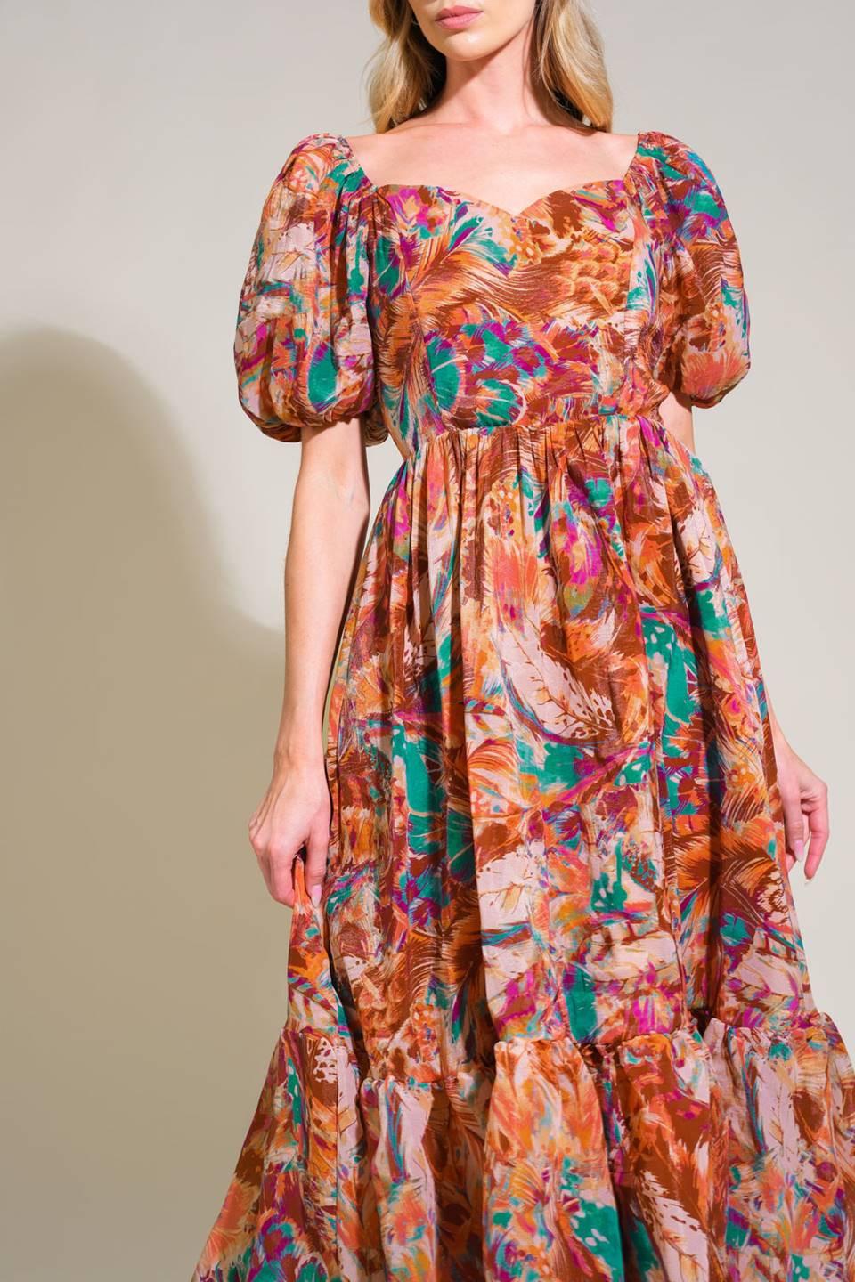 Bring Us Back Woven Midi Dress in brown turquoise, view 4 — Soul Flow Apparel